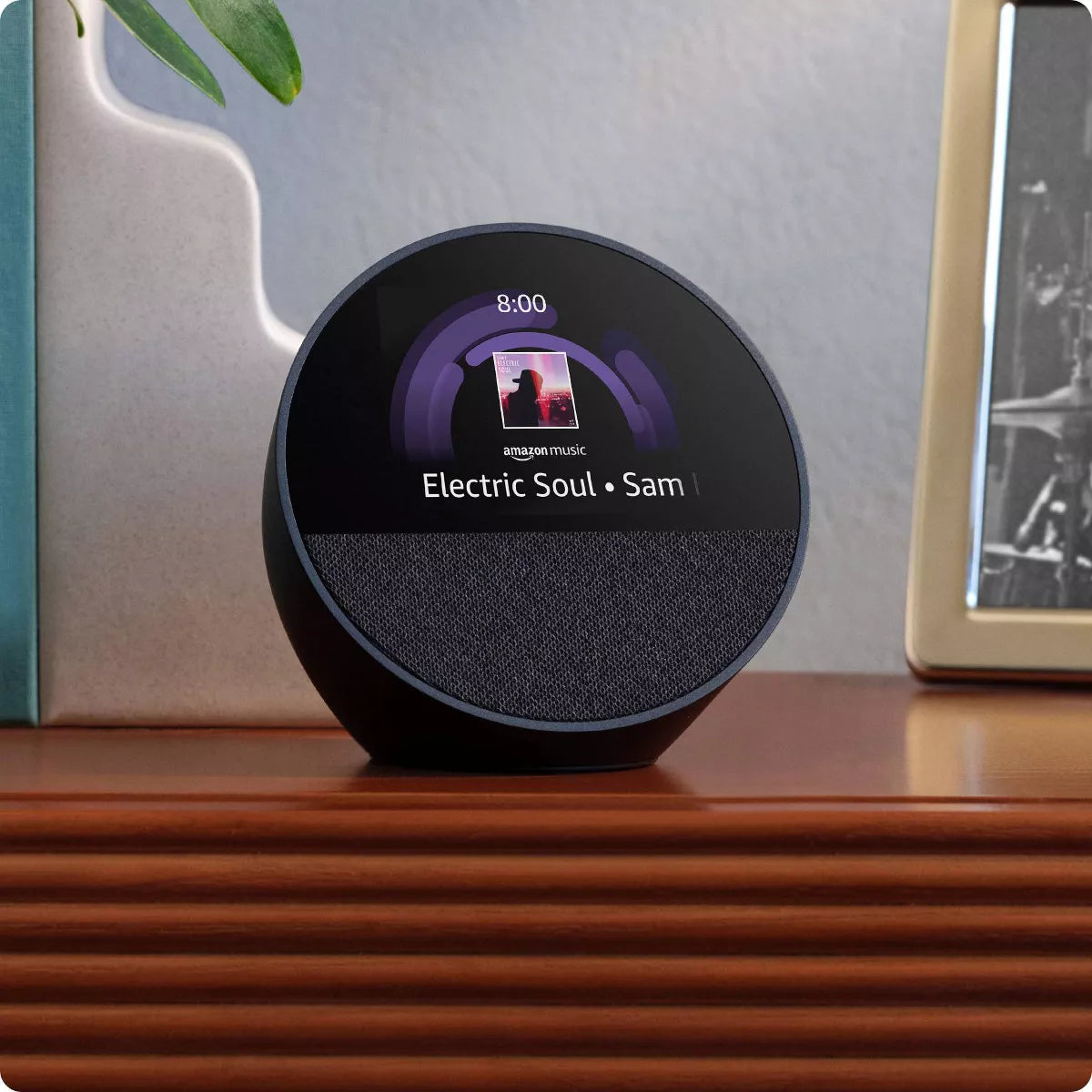 Amazon Echo Spot, Smart Alarm Clock with Vibrant Sound and Alexa (2024 Release)