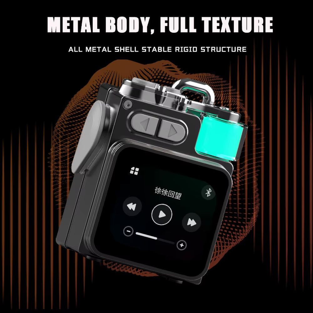 Wireless Portable Speaker Bluetooth-Compatible Metal Mechanical Speaker with LED Display Screen RGB Desktop Subwoofer Support