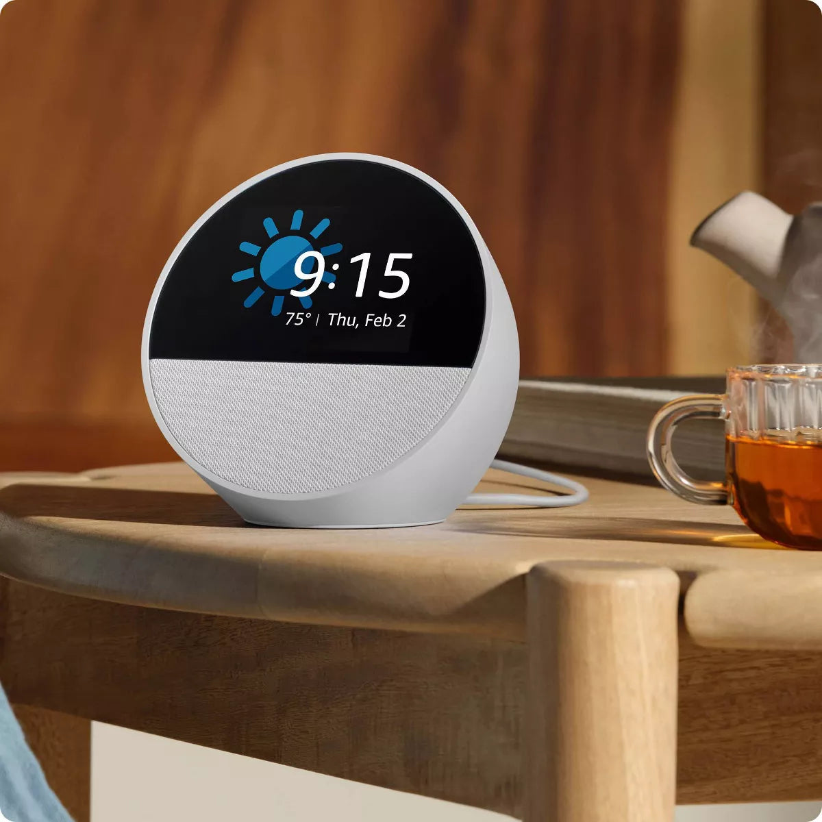 Amazon Echo Spot, Smart Alarm Clock with Vibrant Sound and Alexa (2024 Release)