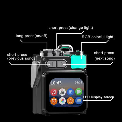 Wireless Portable Speaker Bluetooth-Compatible Metal Mechanical Speaker with LED Display Screen RGB Desktop Subwoofer Support